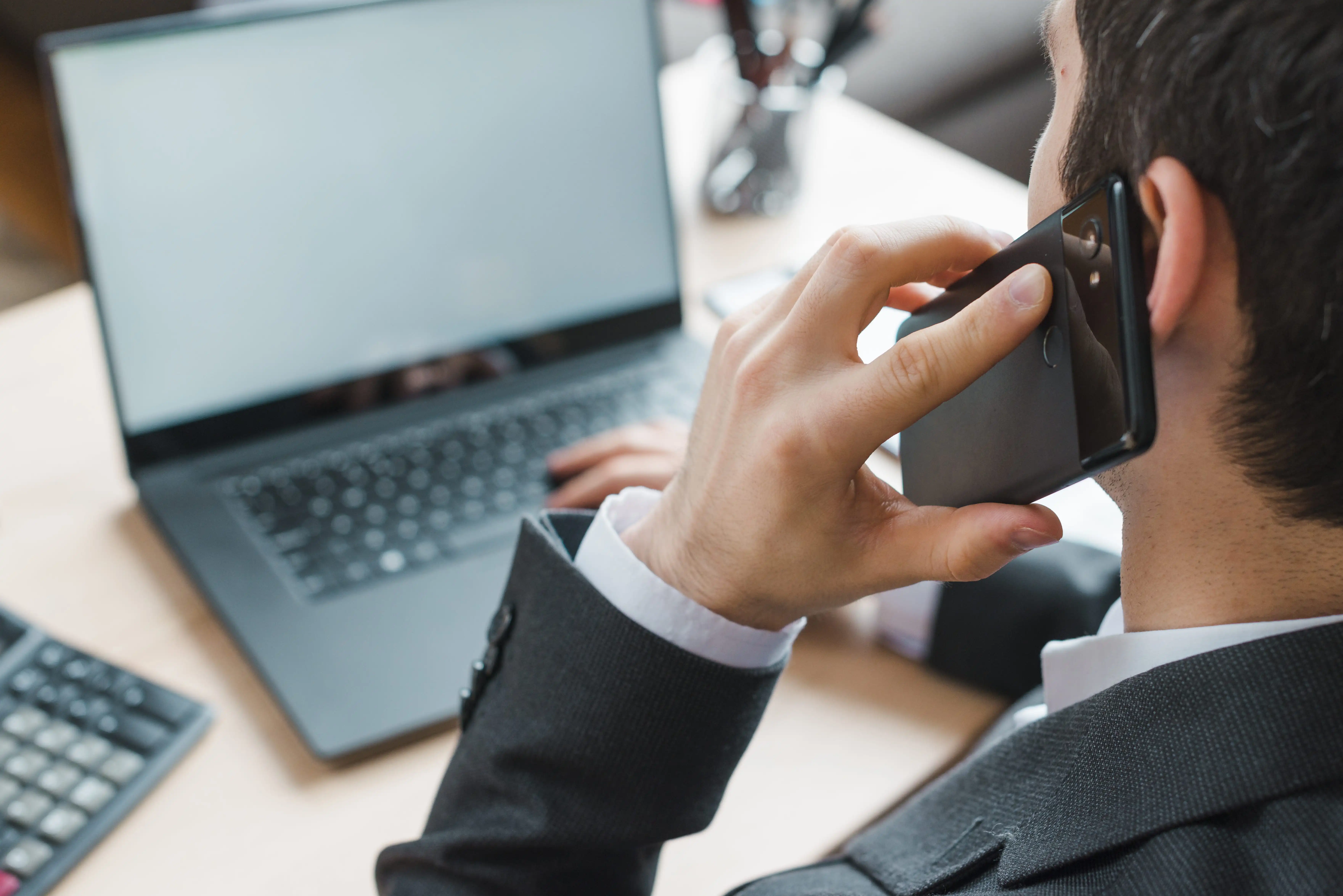 Support team member helping a customer on a phone call